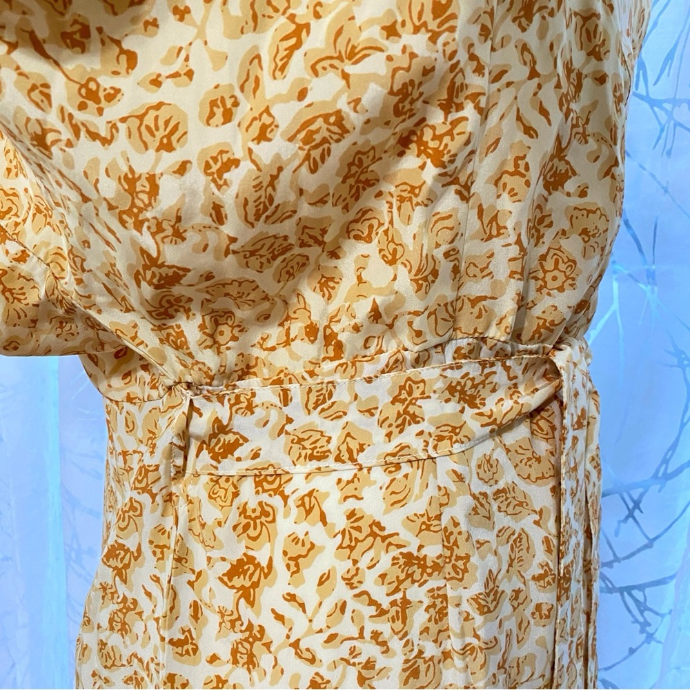 NATALIE MARTIN GOLDEN YELLOW BROWN PRINT LONG KIMONO ROBE DUSTER COVERUP - Picture 5 of 8